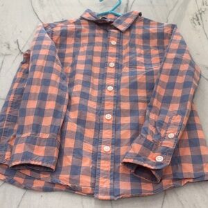 Janie and Jack Orange and Blue Checkered Button Down Shirt
